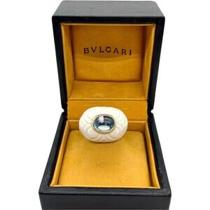 Bvlgari Bulgari Chandra Ceramic 18K Blue Topaz Ring Women's Size 6.5 750